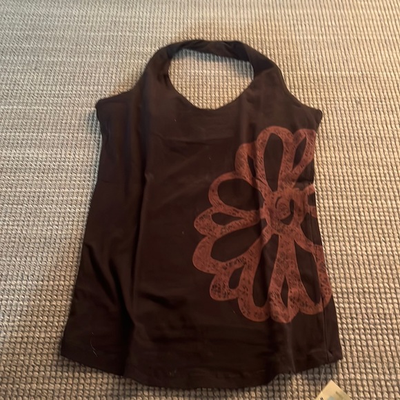 Women’s Black Halter top with brown flower. Size small. New with tags. - Picture 1 of 3